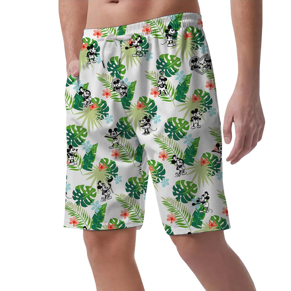 Men's Summer Beach Shorts With Mickey Mouse Steamboat Willie