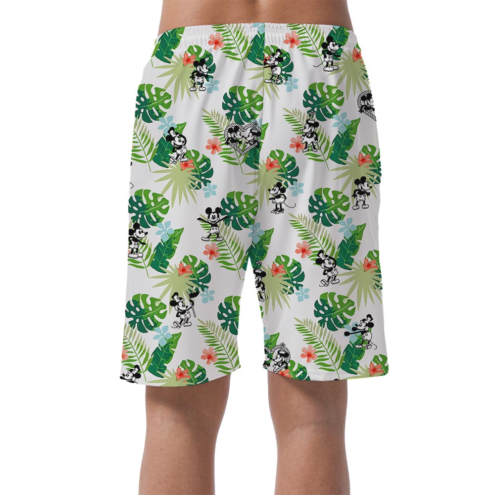 Men's Summer Beach Shorts With Mickey Mouse Steamboat Willie