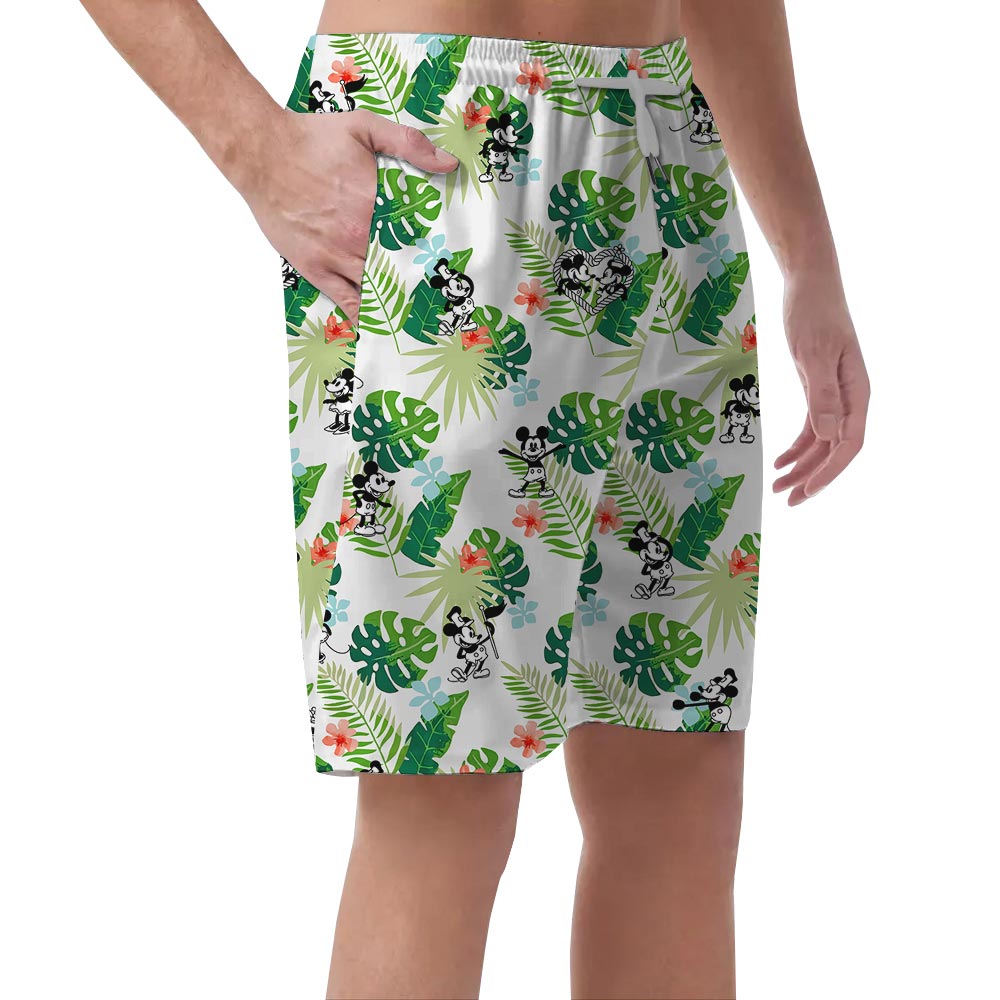 Men's Summer Beach Shorts With Mickey Mouse Steamboat Willie