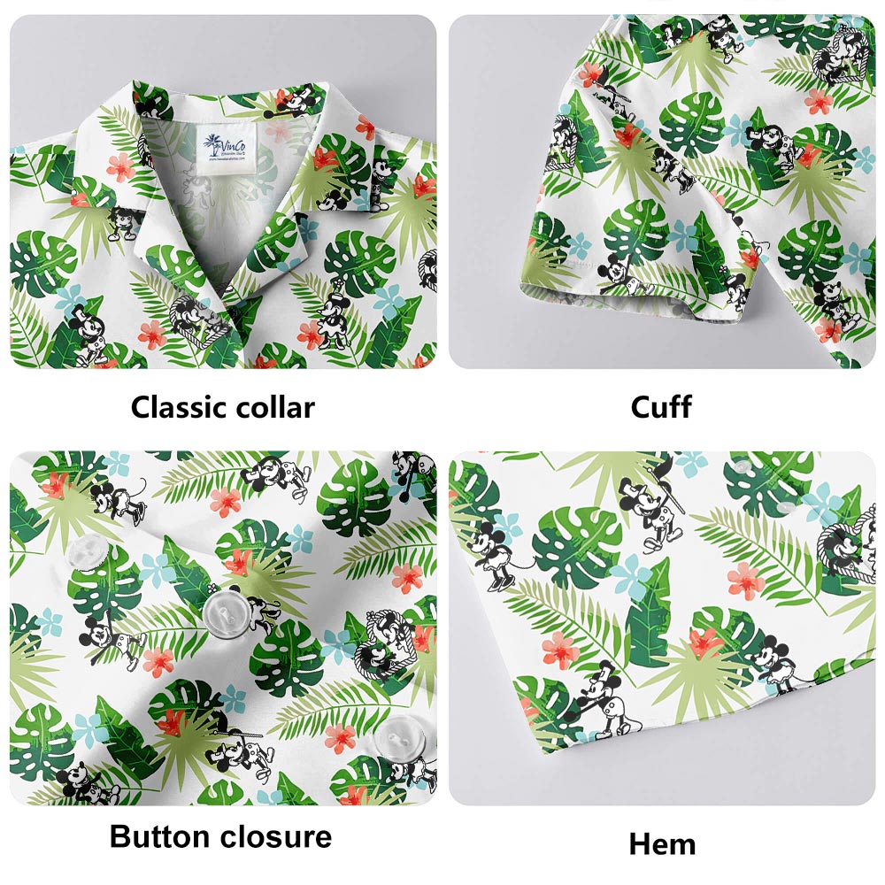 Steamboat Willie Mickey Mouse Men's Button Up Shirt