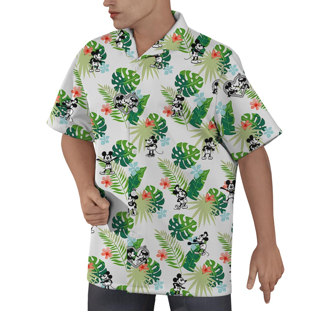 Steamboat Willie Mickey Mouse Men's Button Up Shirt