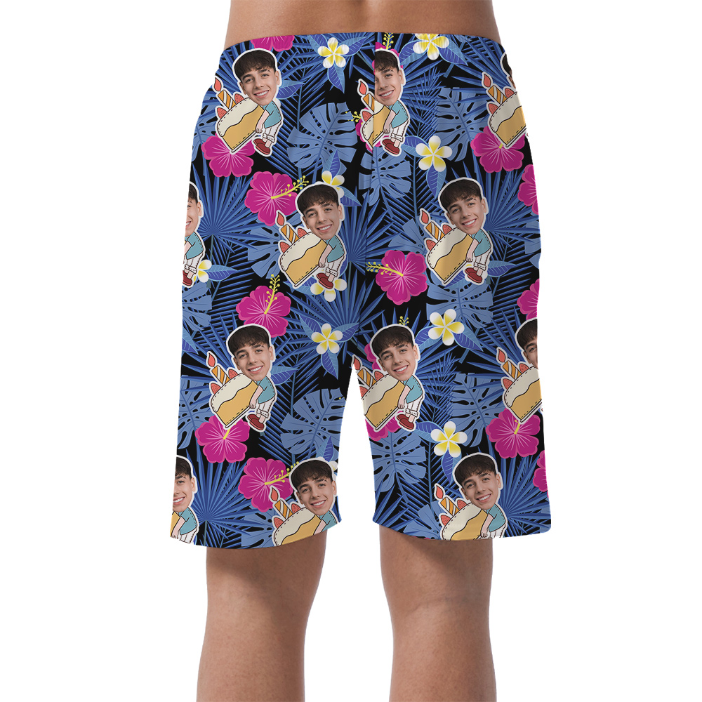 Birthday Vibes Island Custom Hawaiian Short for Men with Faces and Age
