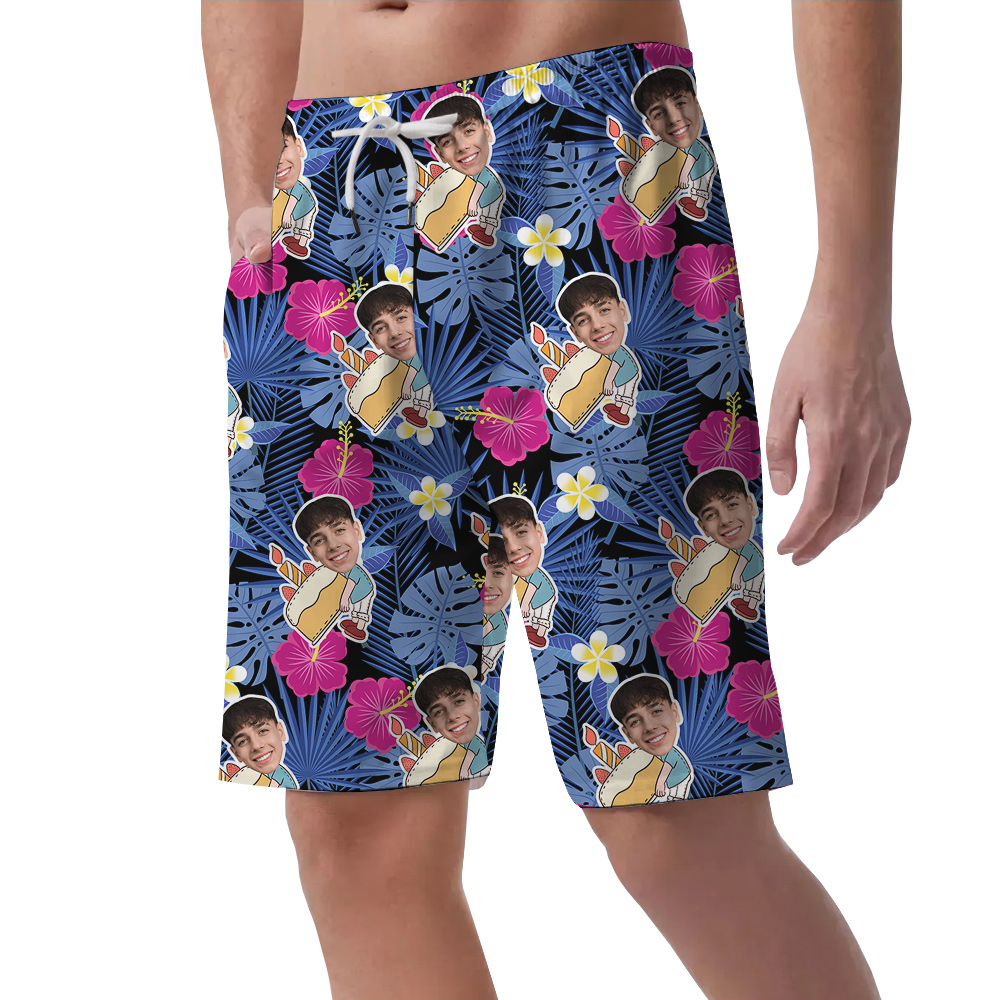 Birthday Vibes Island Custom Hawaiian Short for Men with Faces and Age
