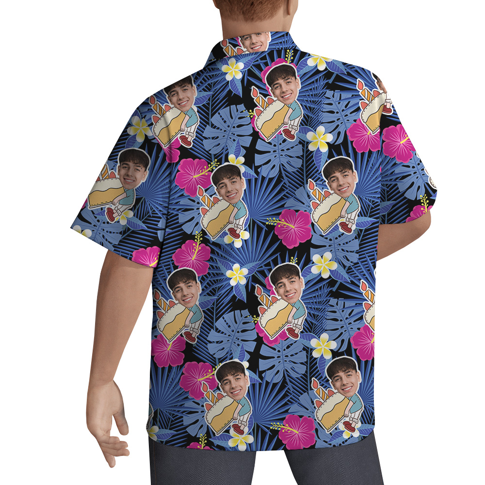 Night Tropical Custom Hawaiian Shirt for Men with Faces and Age