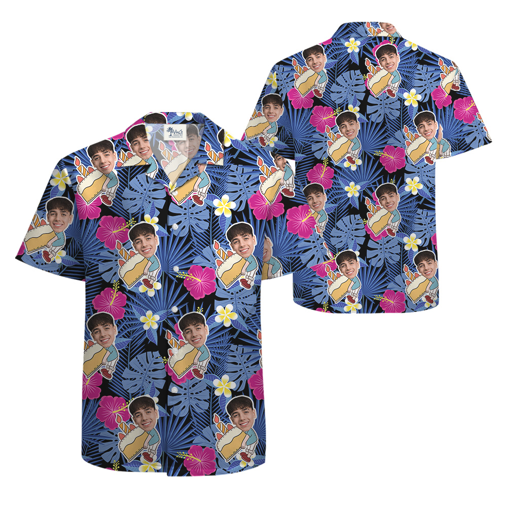 Night Tropical Custom Hawaiian Shirt for Men with Faces and Age