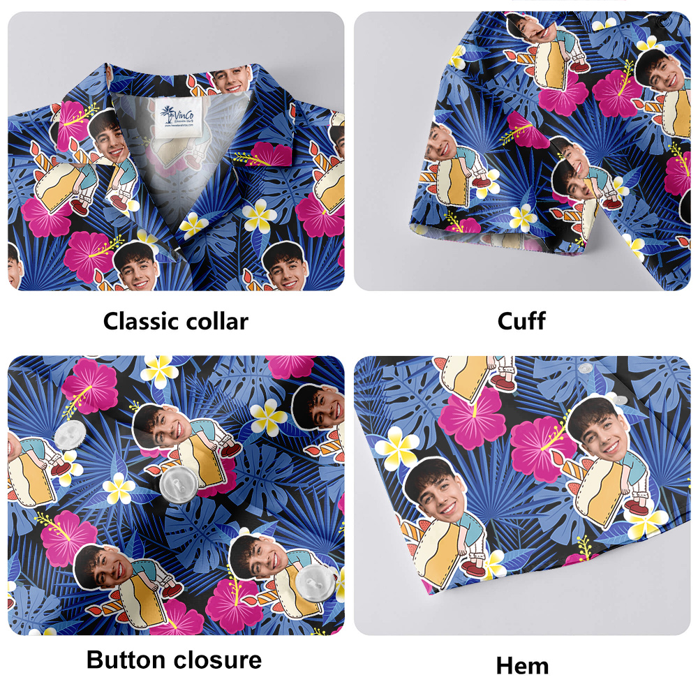 Night Tropical Custom Hawaiian Shirt for Men with Faces and Age