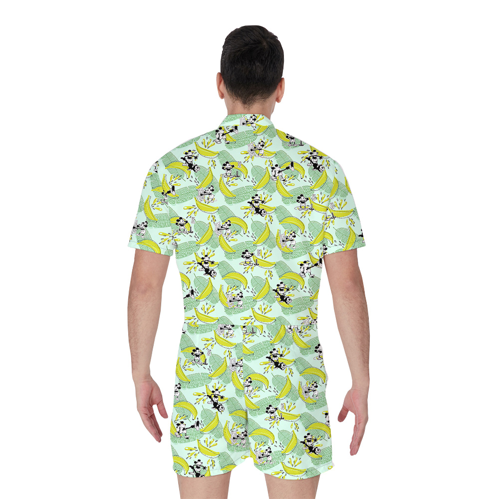 Banana Mickey Steamboat Willie Men's Hawaiian Romper