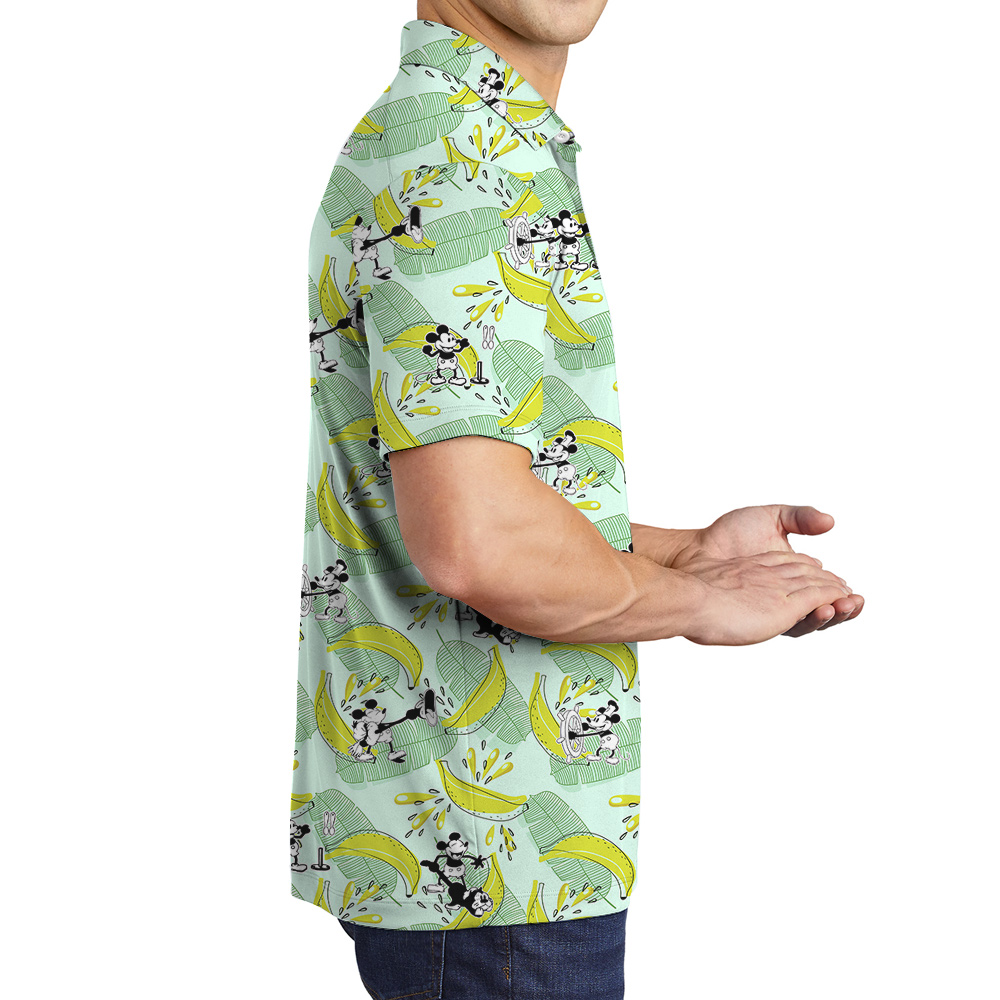 Cute Steamboat Willie Mickey Banana Hawaiian Polo Shirt For Men