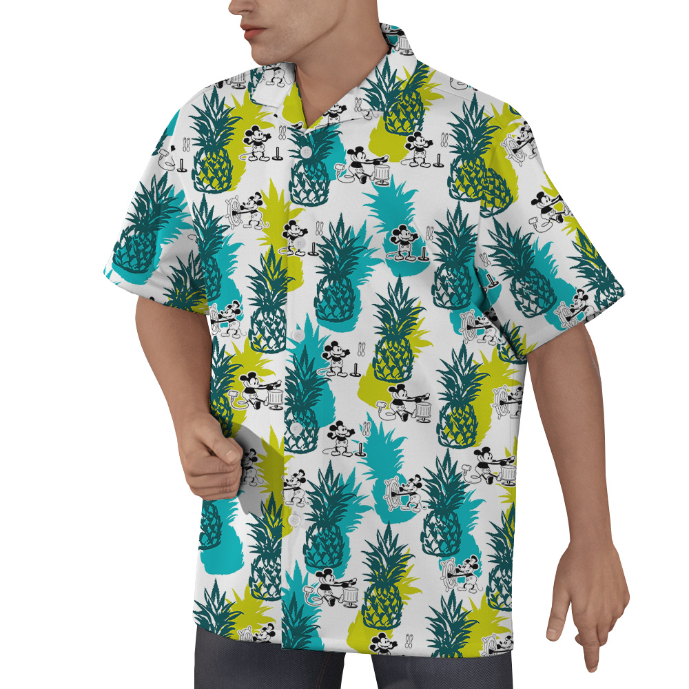 Steamboat Willie Mickey Mouse Pineapple Hawaiian Shirt