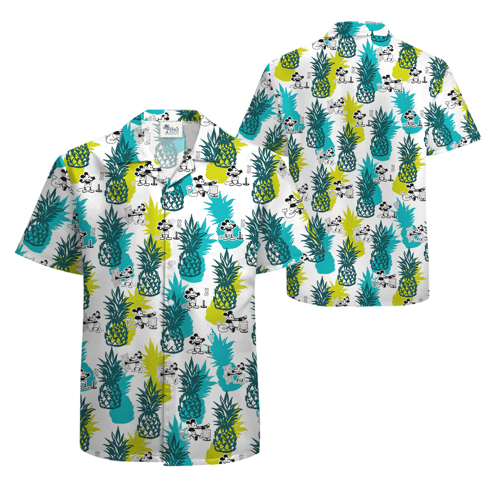 Steamboat Willie Mickey Mouse Pineapple Hawaiian Shirt