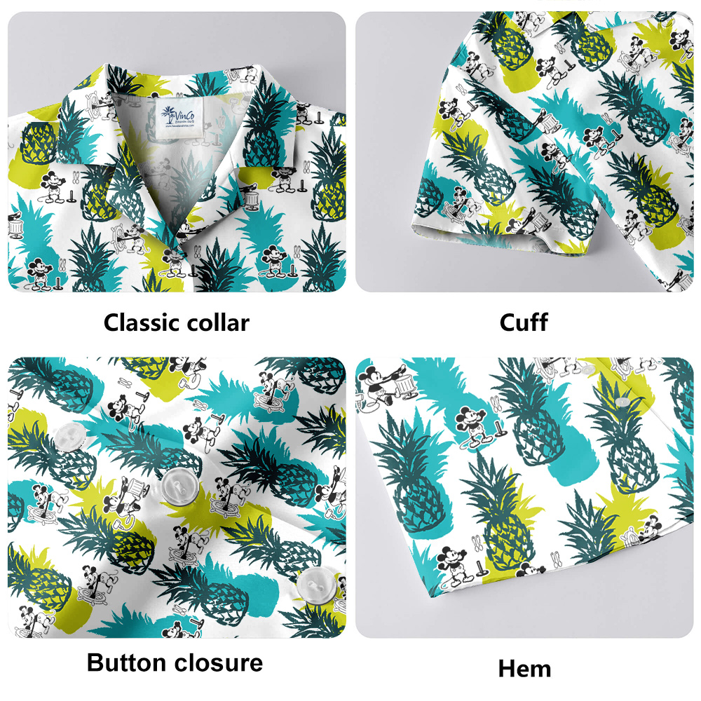 Steamboat Willie Mickey Mouse Pineapple Hawaiian Shirt