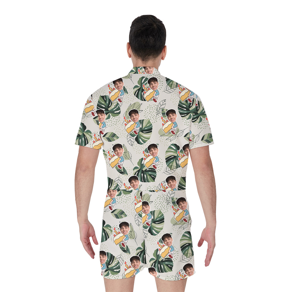 Special Day Custom Hawaiian Men Romper with Faces and Age