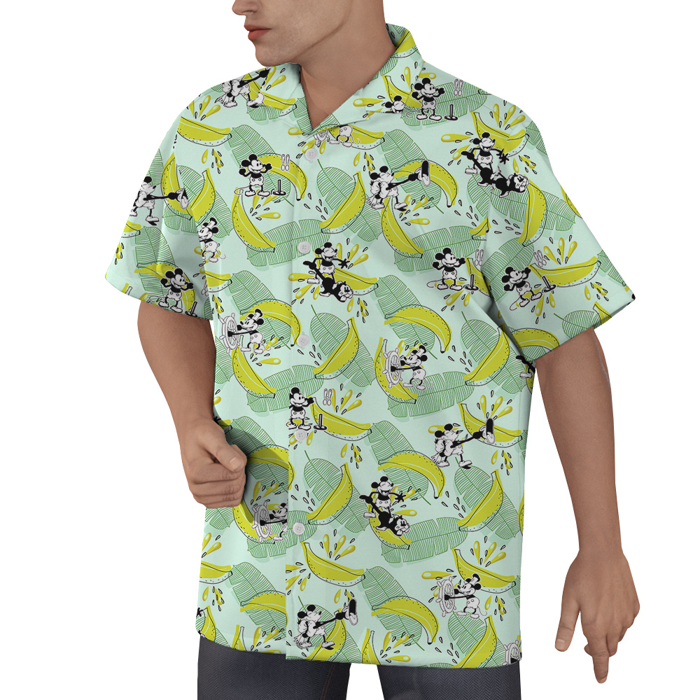 Funny Mickey Steamboat Willie Banana Hawaiian Shirt
