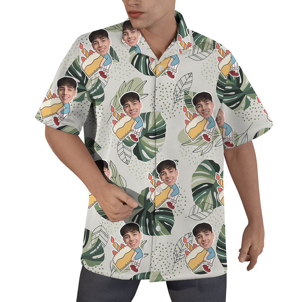 Custom Hawaiian Men’s Shirt for Birthday with Face and Age - variant image 1
