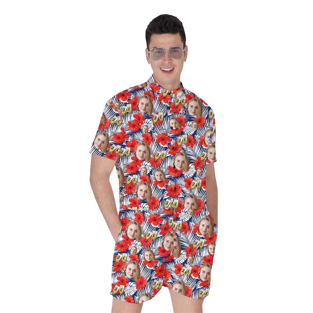Custom Floral Men Romper For Birthday Or Anniversary - variant image 1