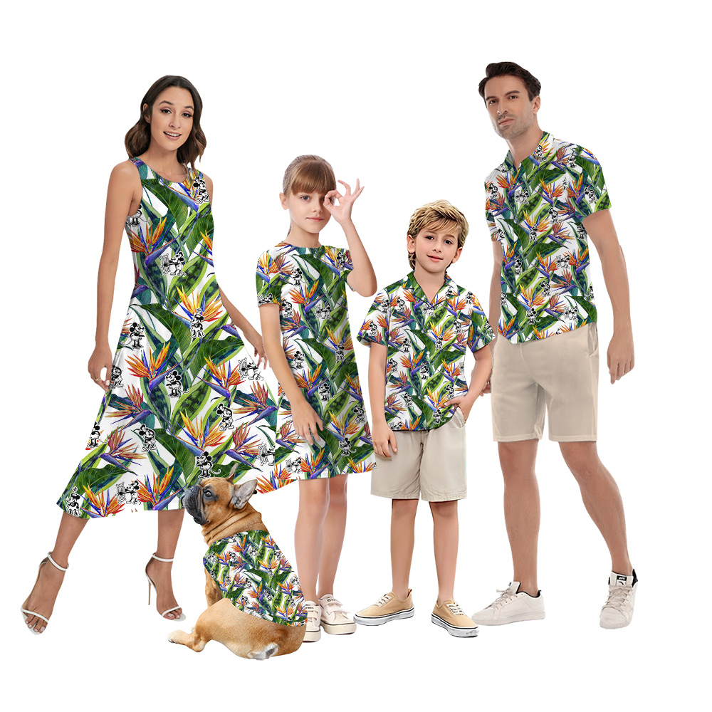 Bird Of Paradise Patterns Mickey Steamboat Willie Matching Family Hawaiian Outfits - variant image 1