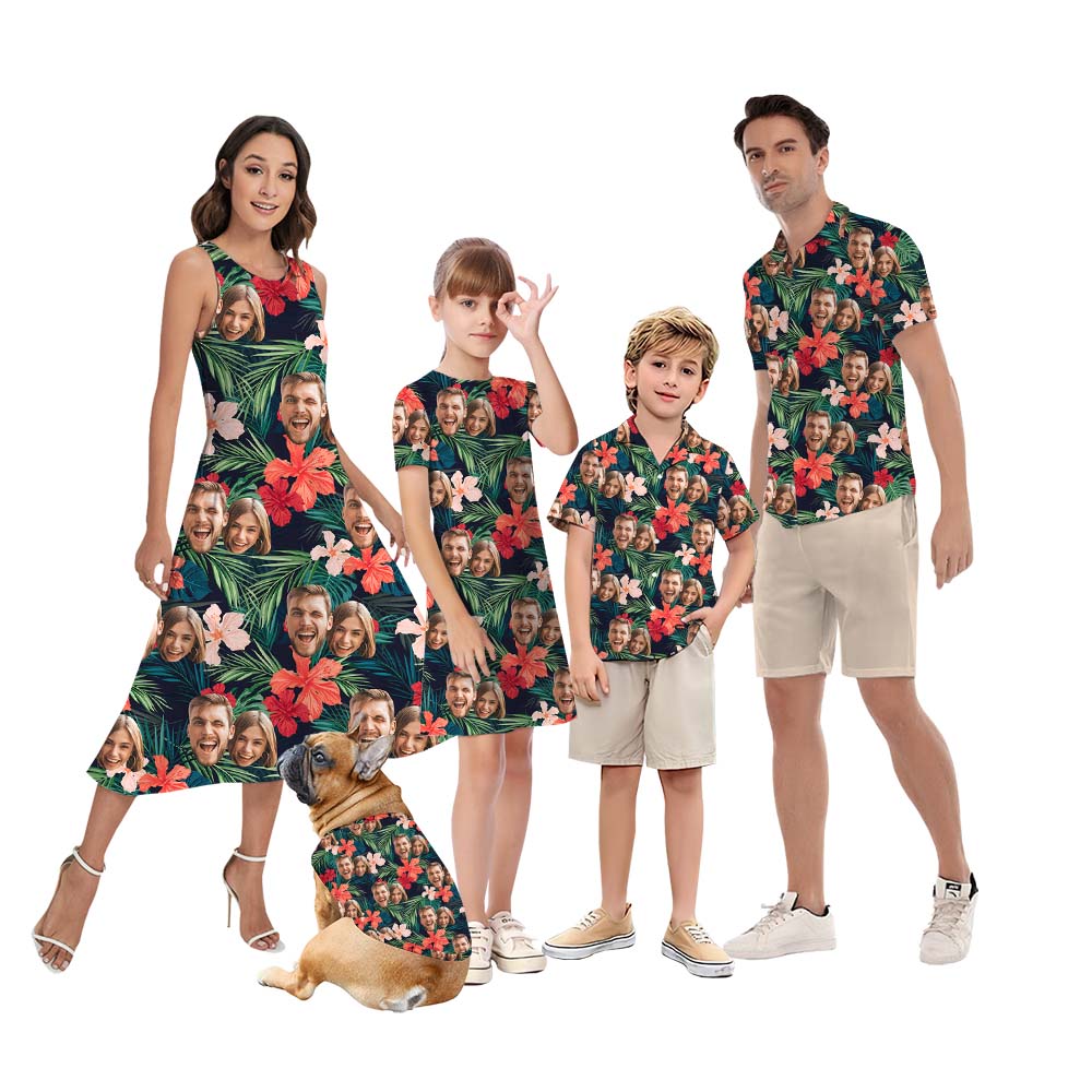 Custom Face Tropical And Floral Matching Family Hawaiian Outfits - variant image 1
