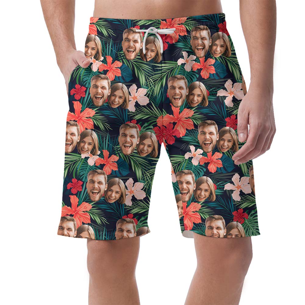 Custom 2 Faces Floral Tropical Men's Swim Shorts - variant image 1