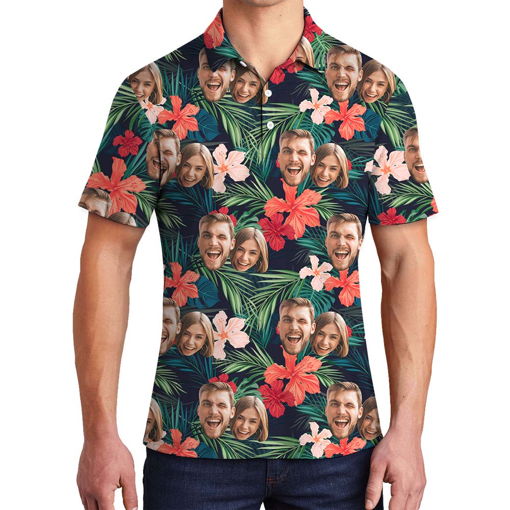Floral Men's Collared Polo Shirt With 2 Faces - variant image 1
