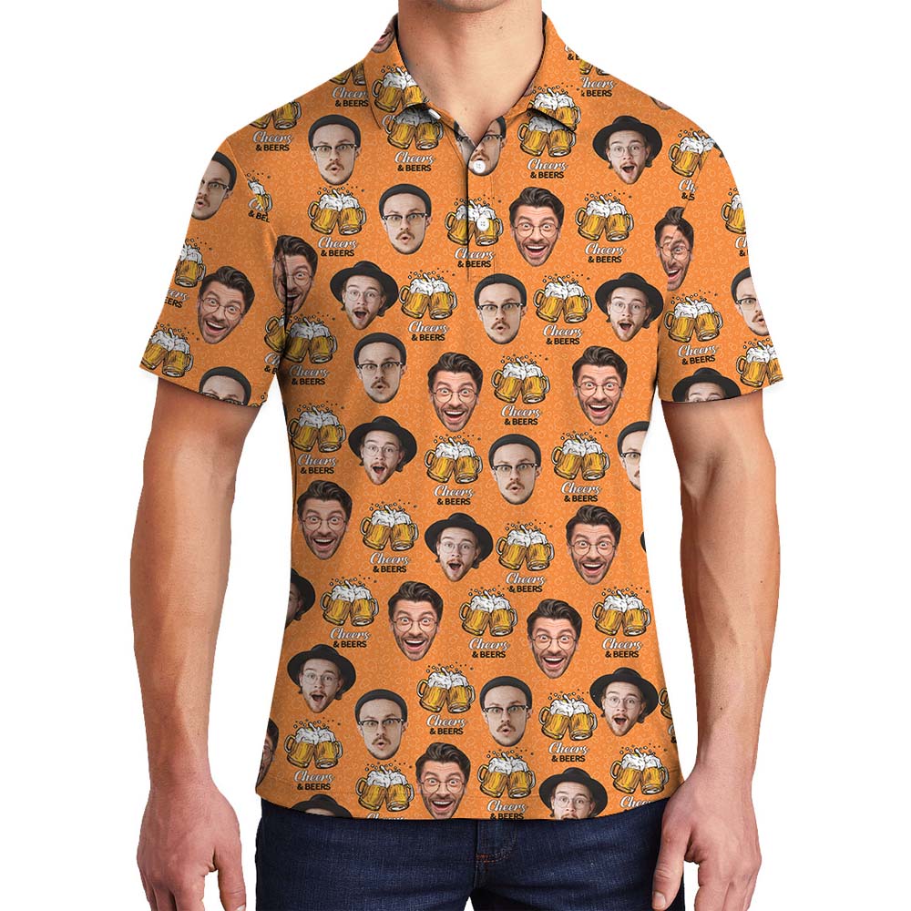 Custom 2 Faces Beer Men's Polo Shirt - variant image 1