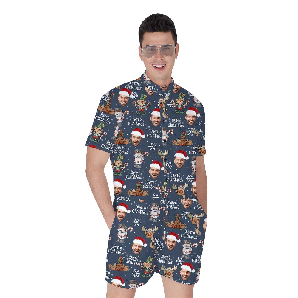 Reindeer Custom Face Hawaiian Men's Romper - variant image 1