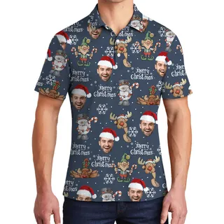 Personalized Reindeer Aloha Men's Polo