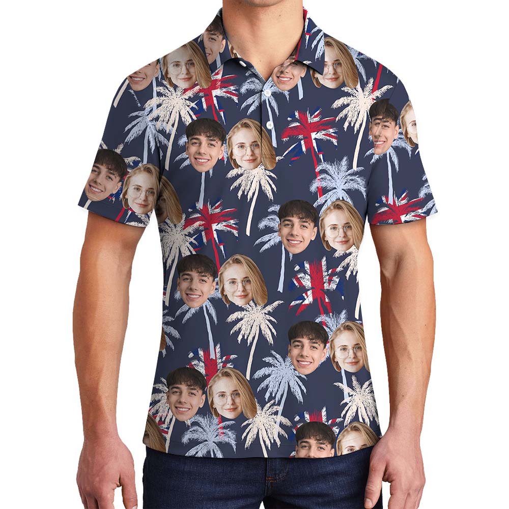Palm Tree Men's Polo Shirt With Custom Faces - variant image 1