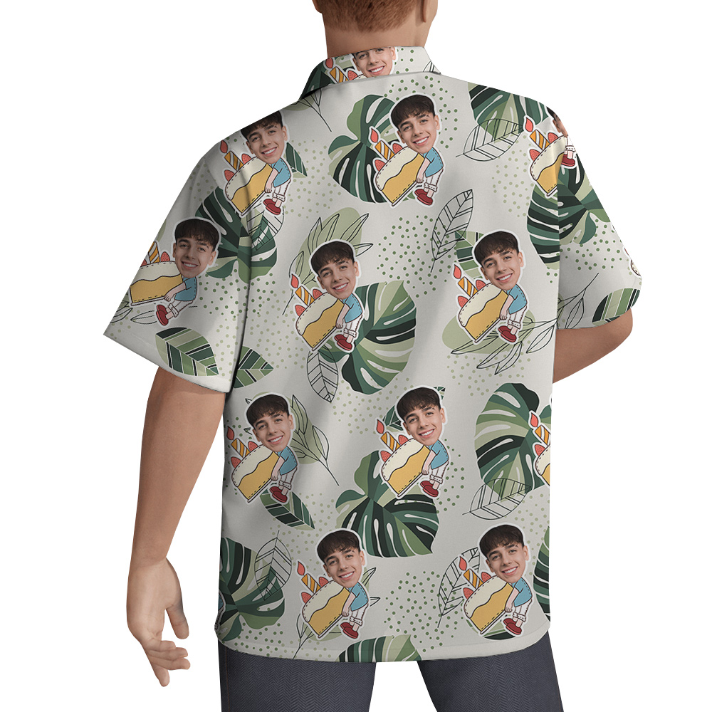 Custom Hawaiian Men’s Shirt for Birthday with Face and Age