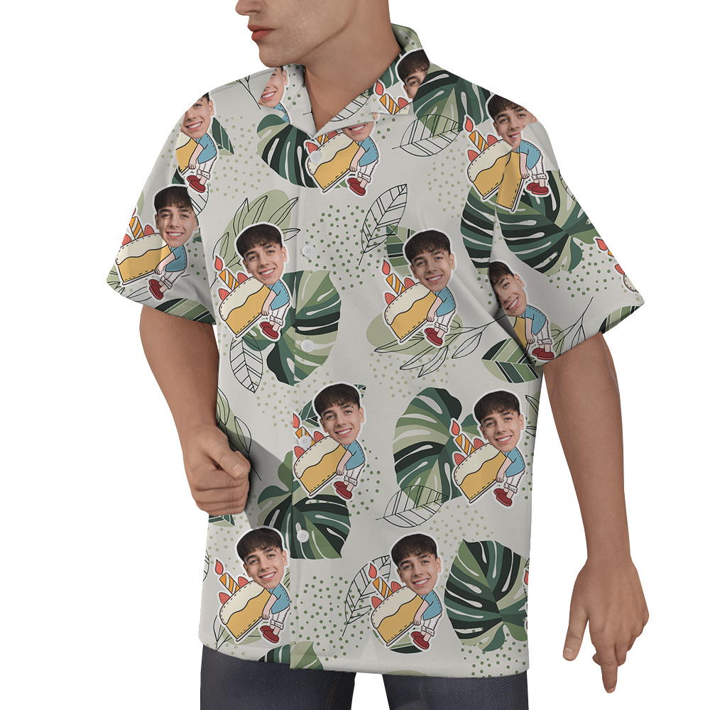 Custom Hawaiian Men’s Shirt for Birthday with Face and Age