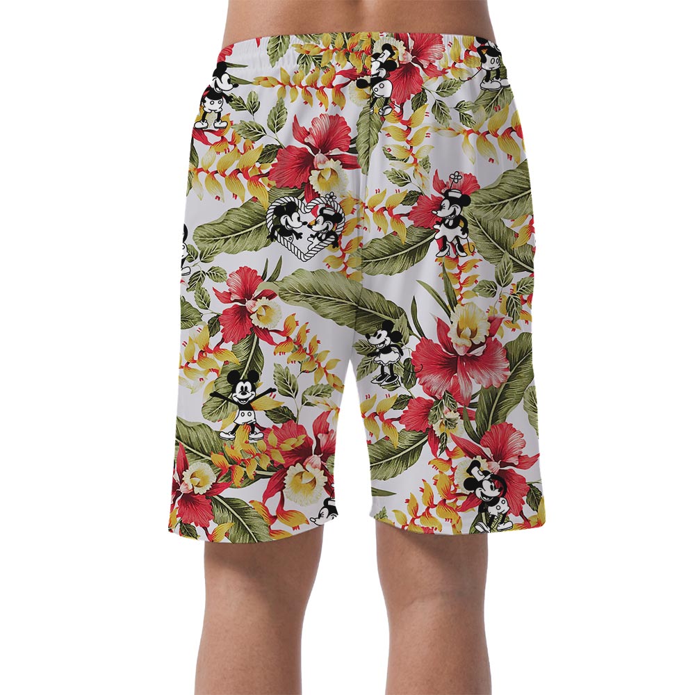 Cool Men's Beach Shorts Hawaiian Mickey Mouse Steamboat Willie