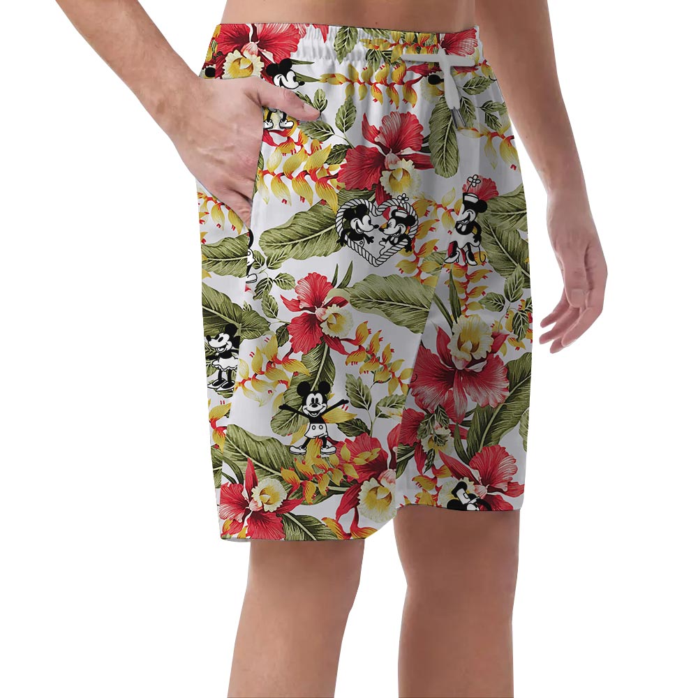 Cool Men's Beach Shorts Hawaiian Mickey Mouse Steamboat Willie