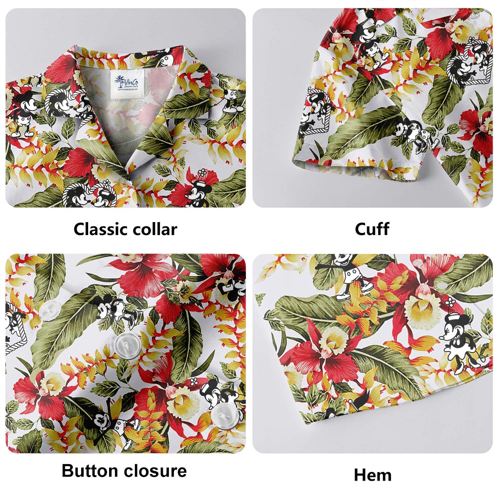 Tropical Men's Shirt With Mickey Mouse Steamboat Willie