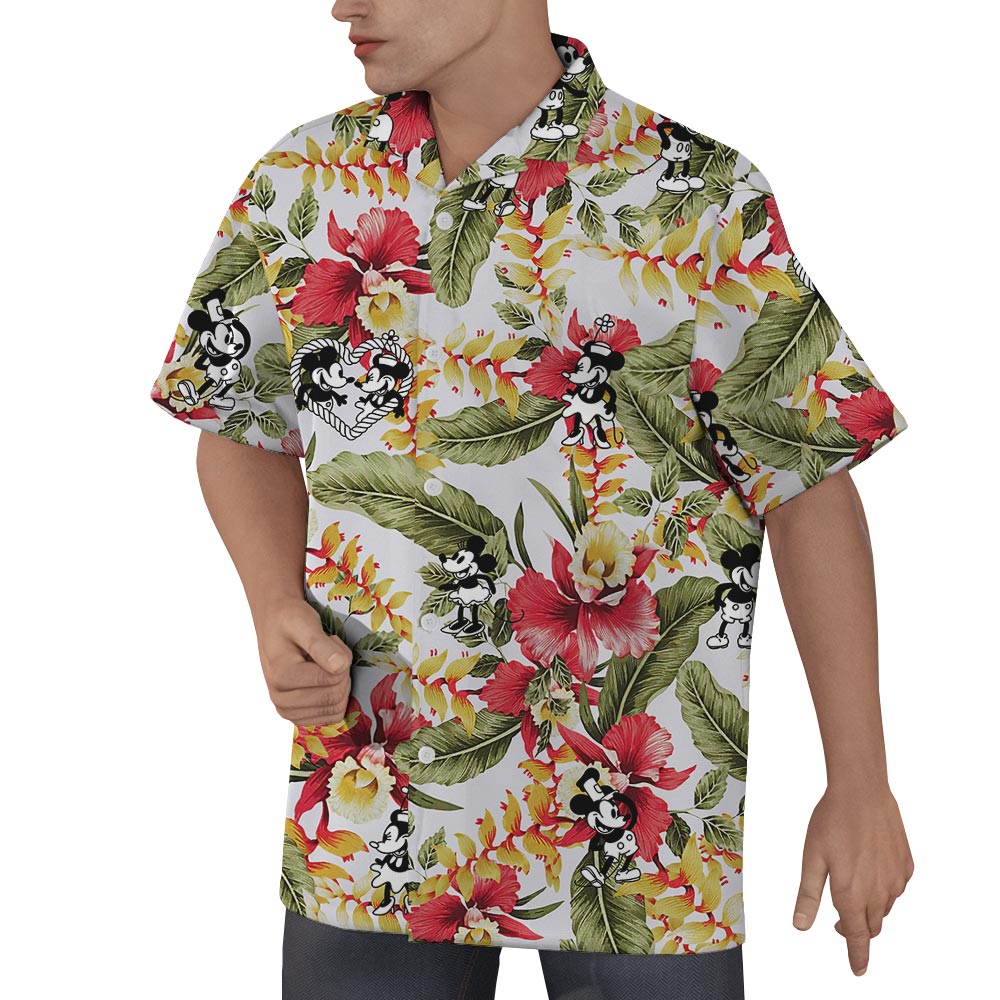 Tropical Men's Shirt With Mickey Mouse Steamboat Willie