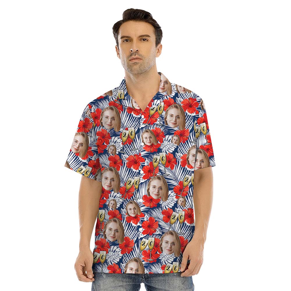 Custom Face Anniversary Matching Family Hawaiian Shirt
