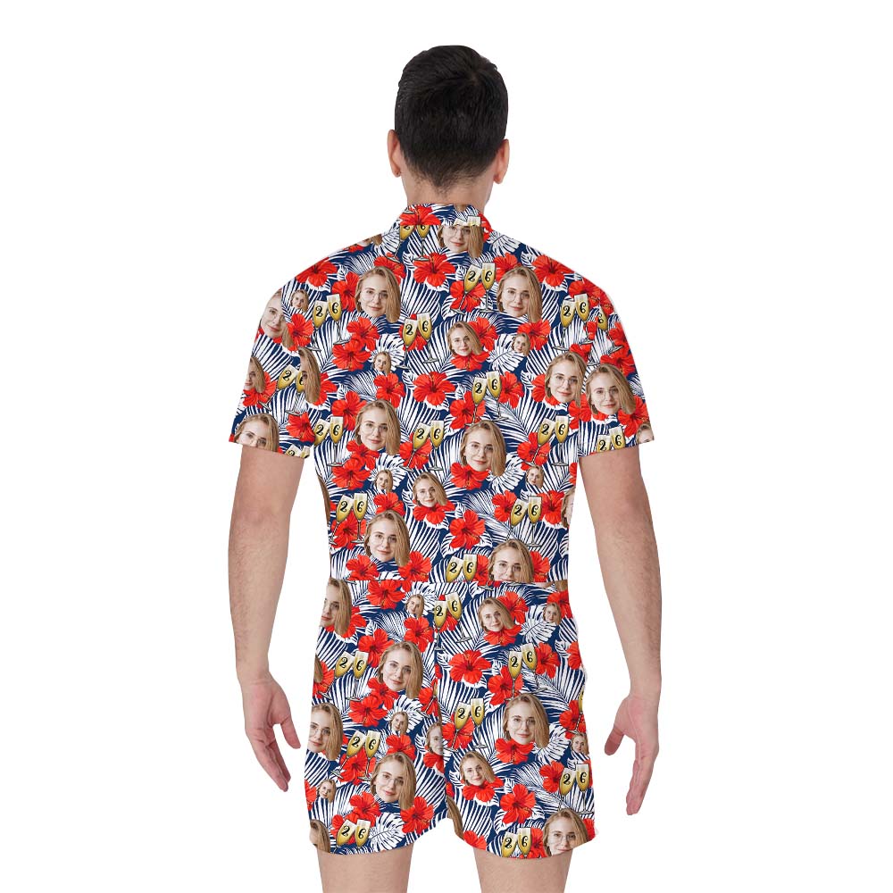 Custom Floral Men Romper For Birthday Or Anniversary
