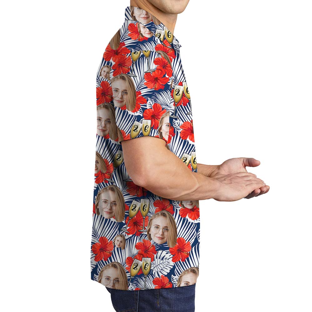 Custom Anniversary Men's Polo Shirt With Face And Year