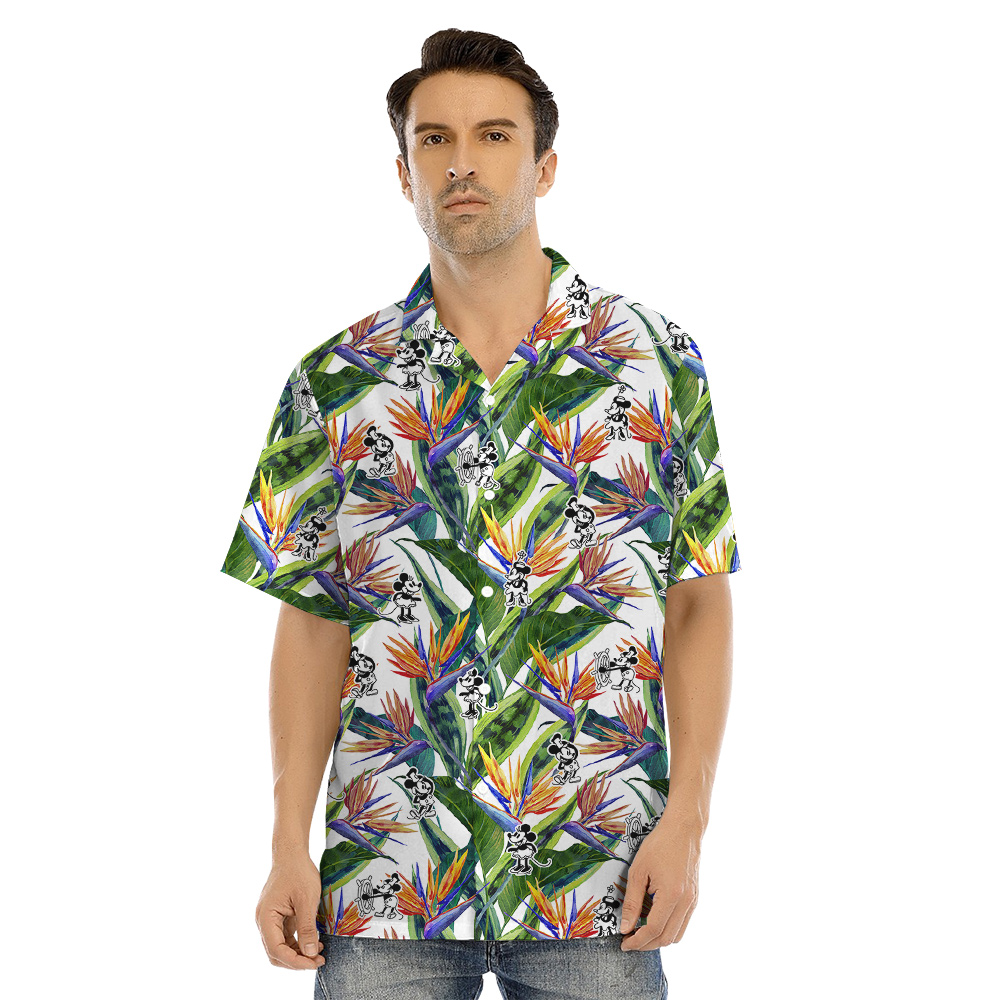 Bird Of Paradise Patterns Mickey Steamboat Willie Matching Family Hawaiian Outfits