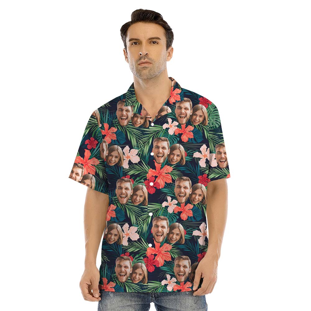 Custom Face Tropical And Floral Matching Family Hawaiian Outfits