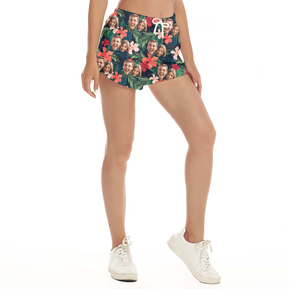 Custom Tropical Couple Faces Women's Shorts