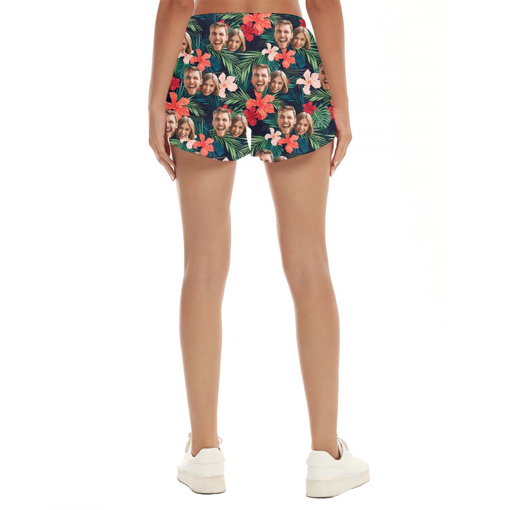Custom Tropical Couple Faces Women's Shorts