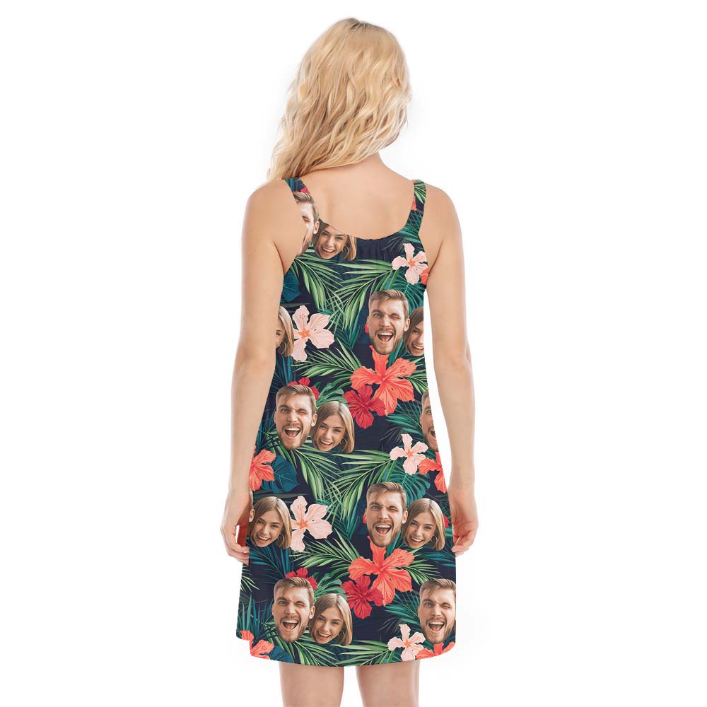 Floral Tropical Women's Cami Dress Customized Face