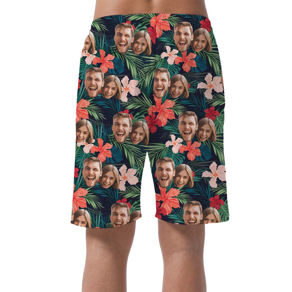 Custom 2 Faces Floral Tropical Men's Swim Shorts