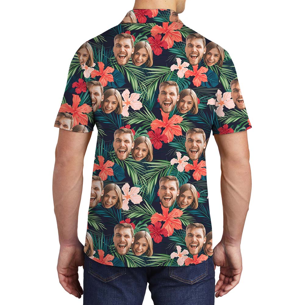 Floral Men's Collared Polo Shirt With 2 Faces