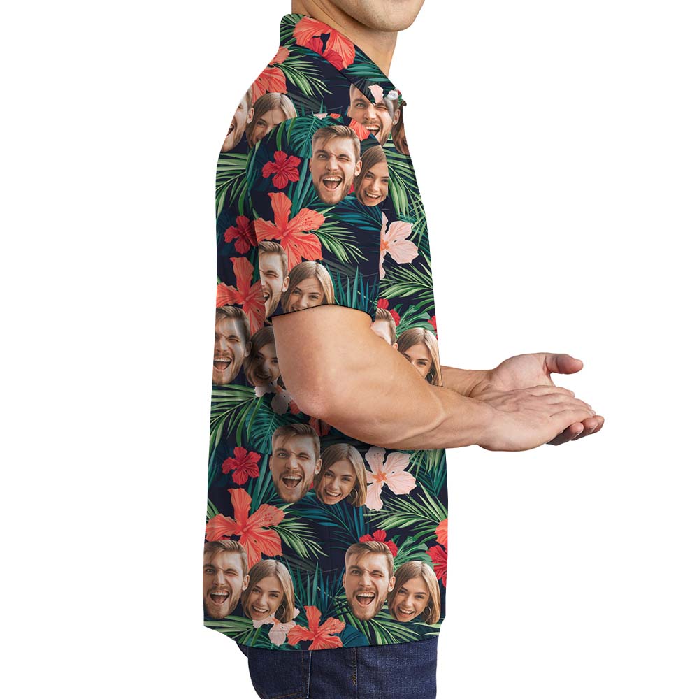 Floral Men's Collared Polo Shirt With 2 Faces