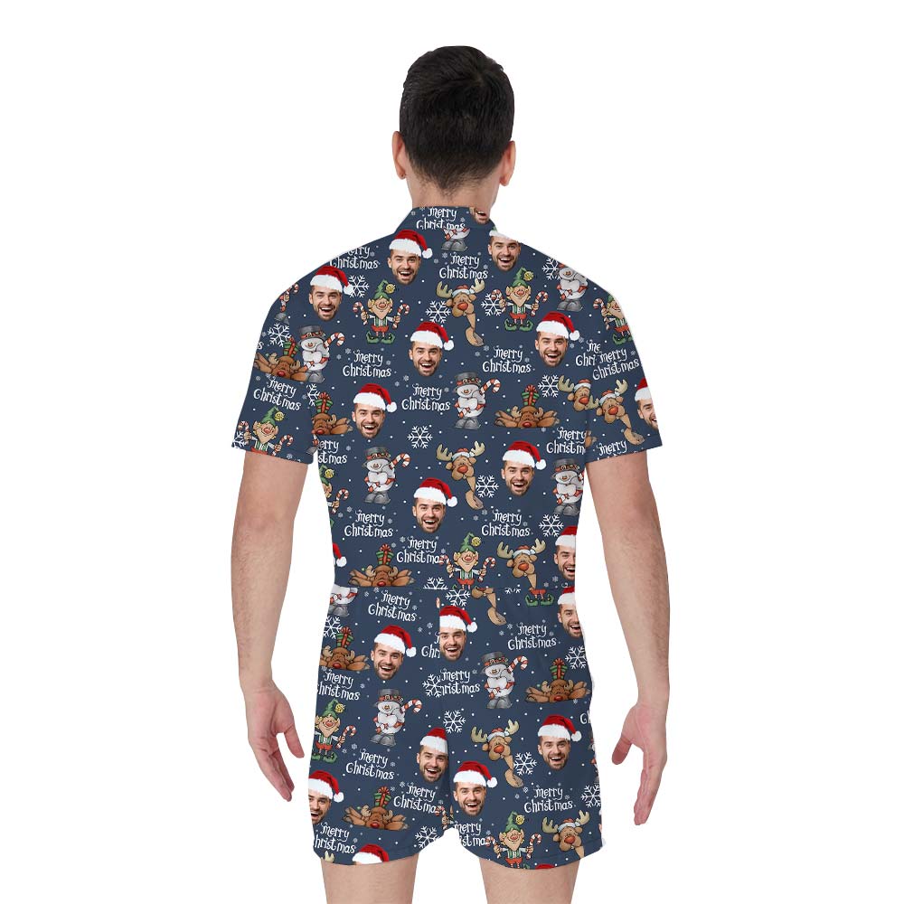Reindeer Custom Face Hawaiian Men's Romper