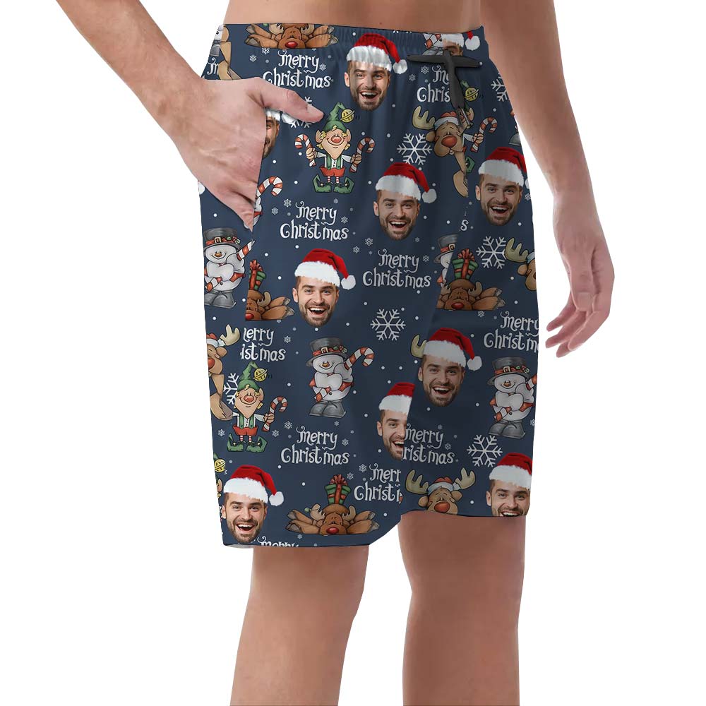 Merry X-mas Reindeer Custom Hawaiian Men's Shorts