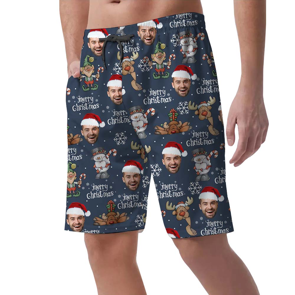 Merry X-mas Reindeer Custom Hawaiian Men's Shorts