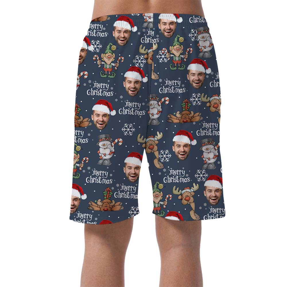 Merry X-mas Reindeer Custom Hawaiian Men's Shorts