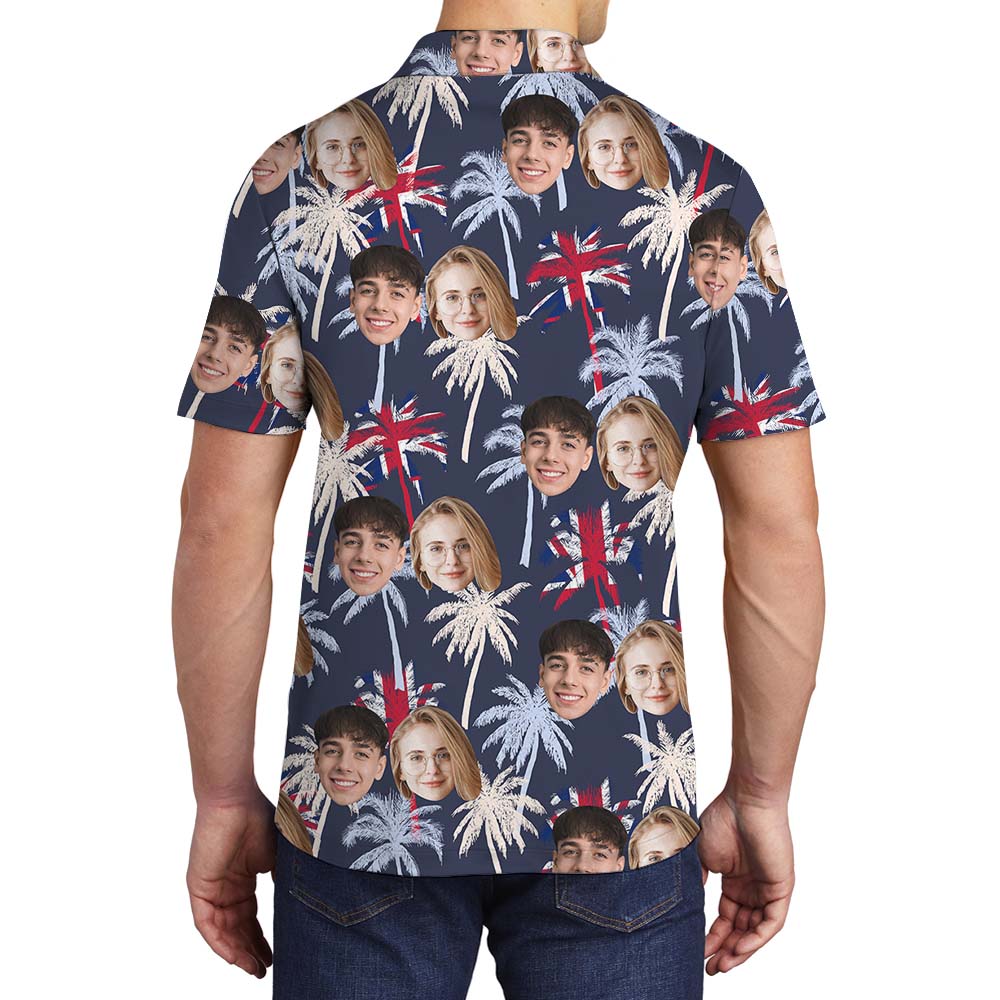Palm Tree Men's Polo Shirt With Custom Faces
