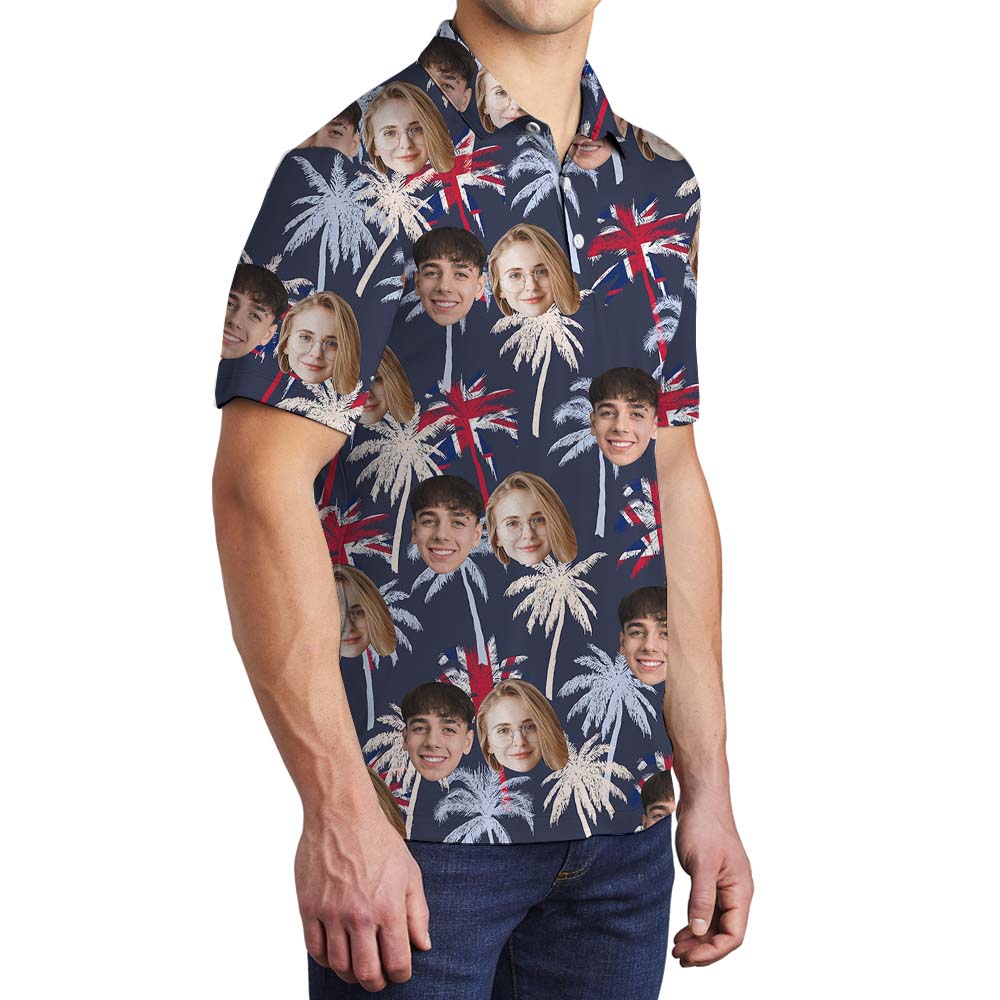 Palm Tree Men's Polo Shirt With Custom Faces